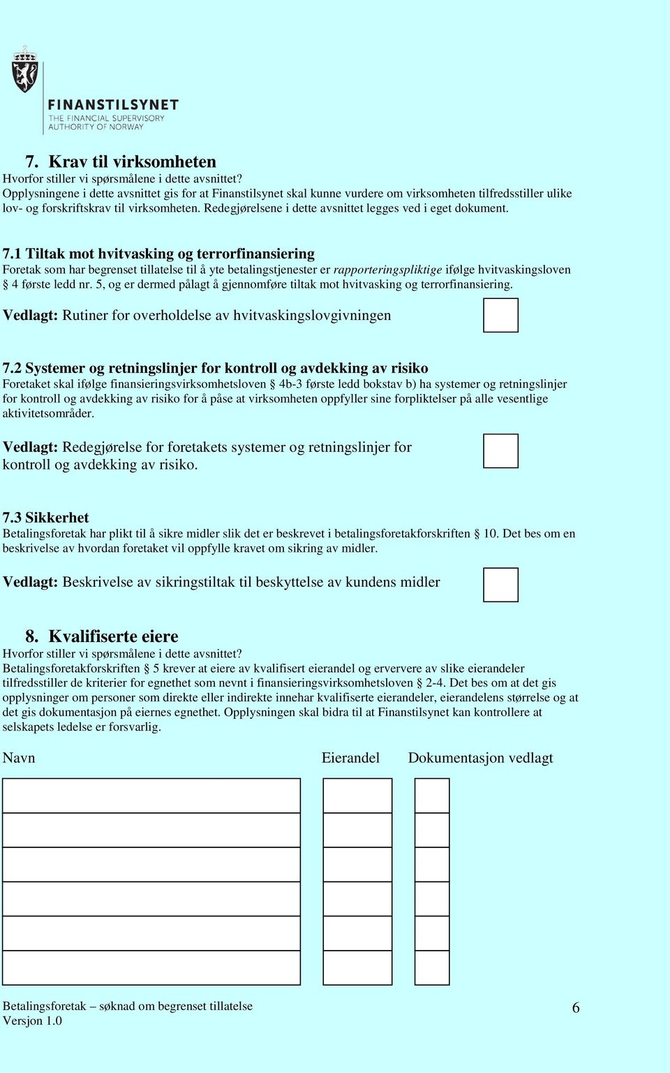 1 Tiltak mot hvitvasking og terrorfinansiering Foretak som har begrenset tillatelse til å yte betalingstjenester er rapporteringspliktige ifølge hvitvaskingsloven 4 første ledd nr.