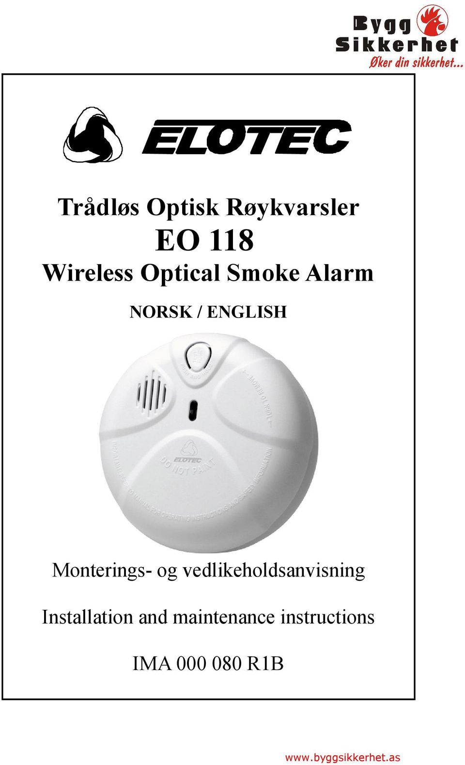 Monterings- og vedlikeholdsanvisning