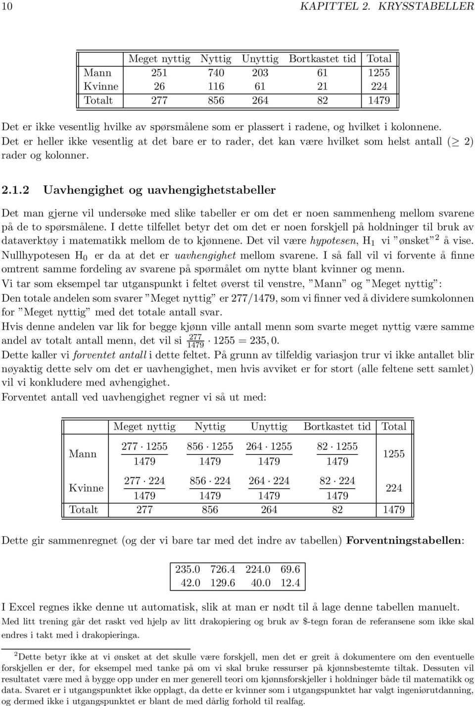 i radene, og hvilket i kolonnene. Det er heller ikke vesentlig at det bare er to rader, det kan være hvilket som helst antall ( 2) rader og kolonner. 2.1.