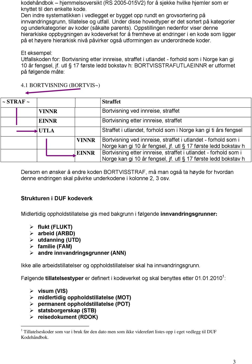 Under disse hovedtyper er det sortert på kategorier og underkategorier av koder (såkalte parents).