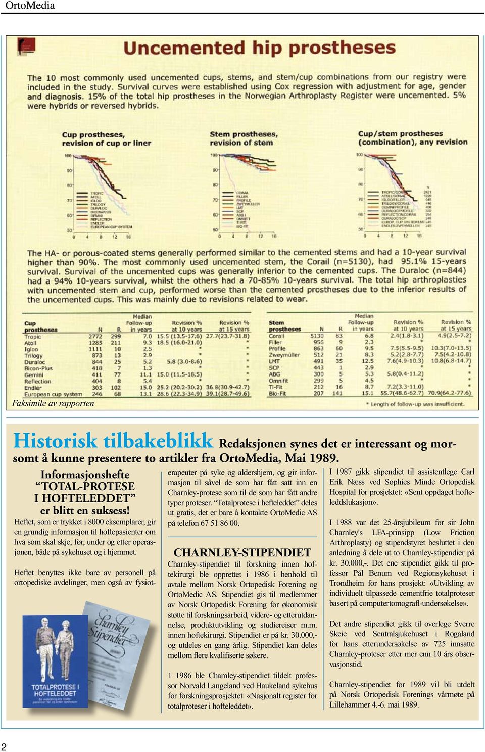 Totalprotese i hefteleddet deles er blitt en suksess! ut gratis, det er bare å kontakte OrtoMedic AS Heftet, som er trykket i 8000 eksemplarer, gir på telefon 67 51 86 00.