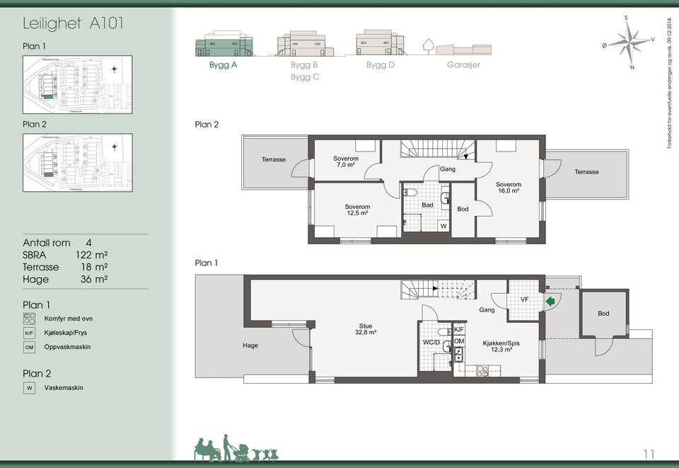 KROKSALLEE 16,0 m² 1,5 m² Bad KROKSALLEE W LEIL. Antall rom 4 SBRA Antall rom 1 m² SBRA Terrasse LEIL.