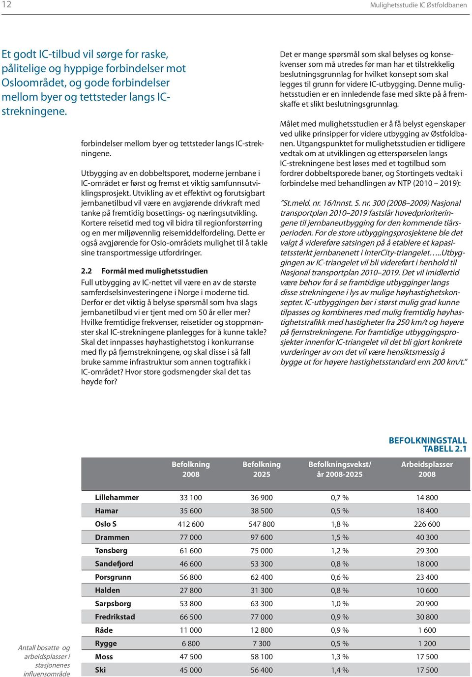 Utvikling av et effektivt og forutsigbart jernbanetilbud vil være en avgjørende drivkraft med tanke på fremtidig bosettings- og næringsutvikling.