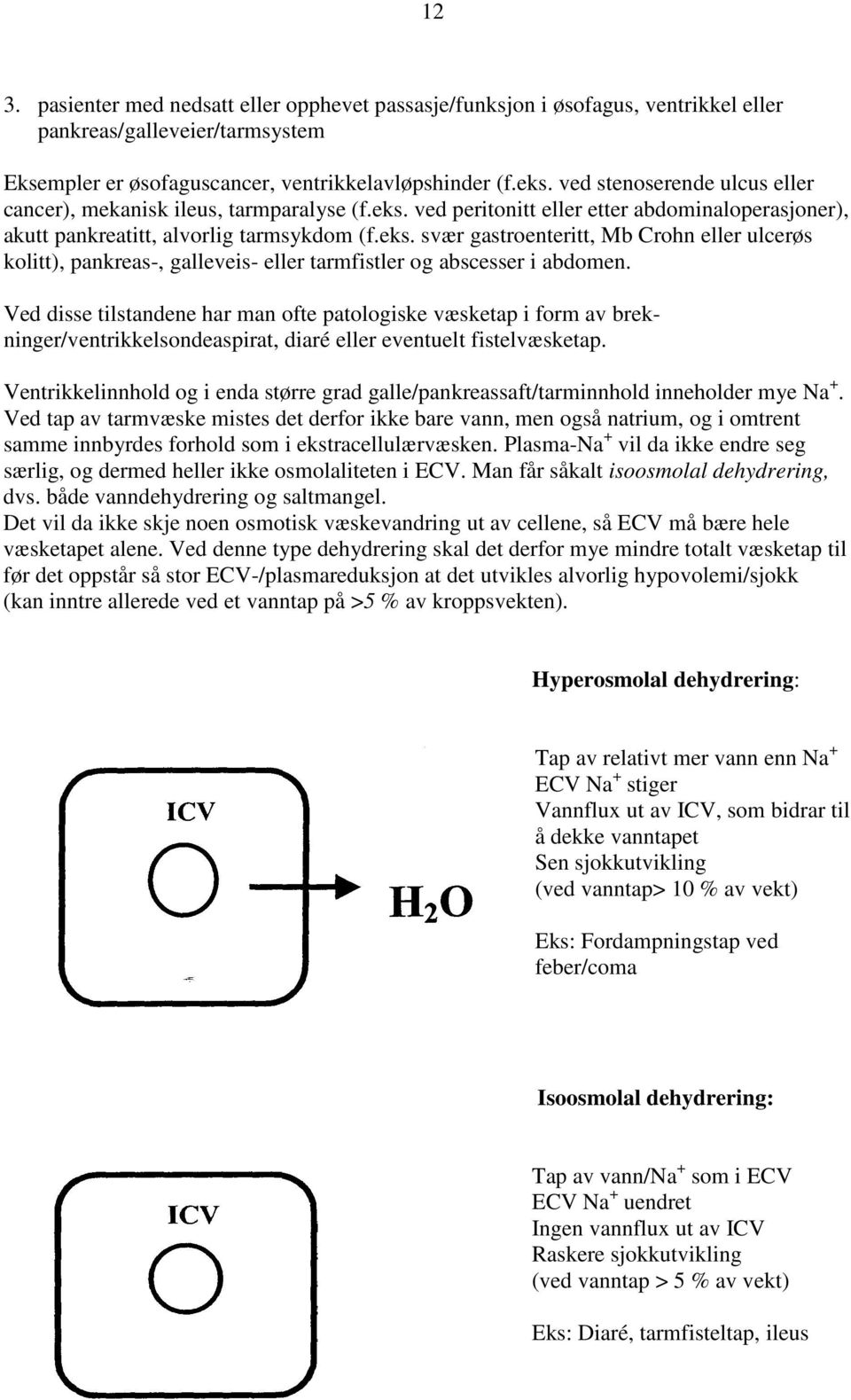 Ved disse tilstandene har man ofte patologiske væsketap i form av brekninger/ventrikkelsondeaspirat, diaré eller eventuelt fistelvæsketap.