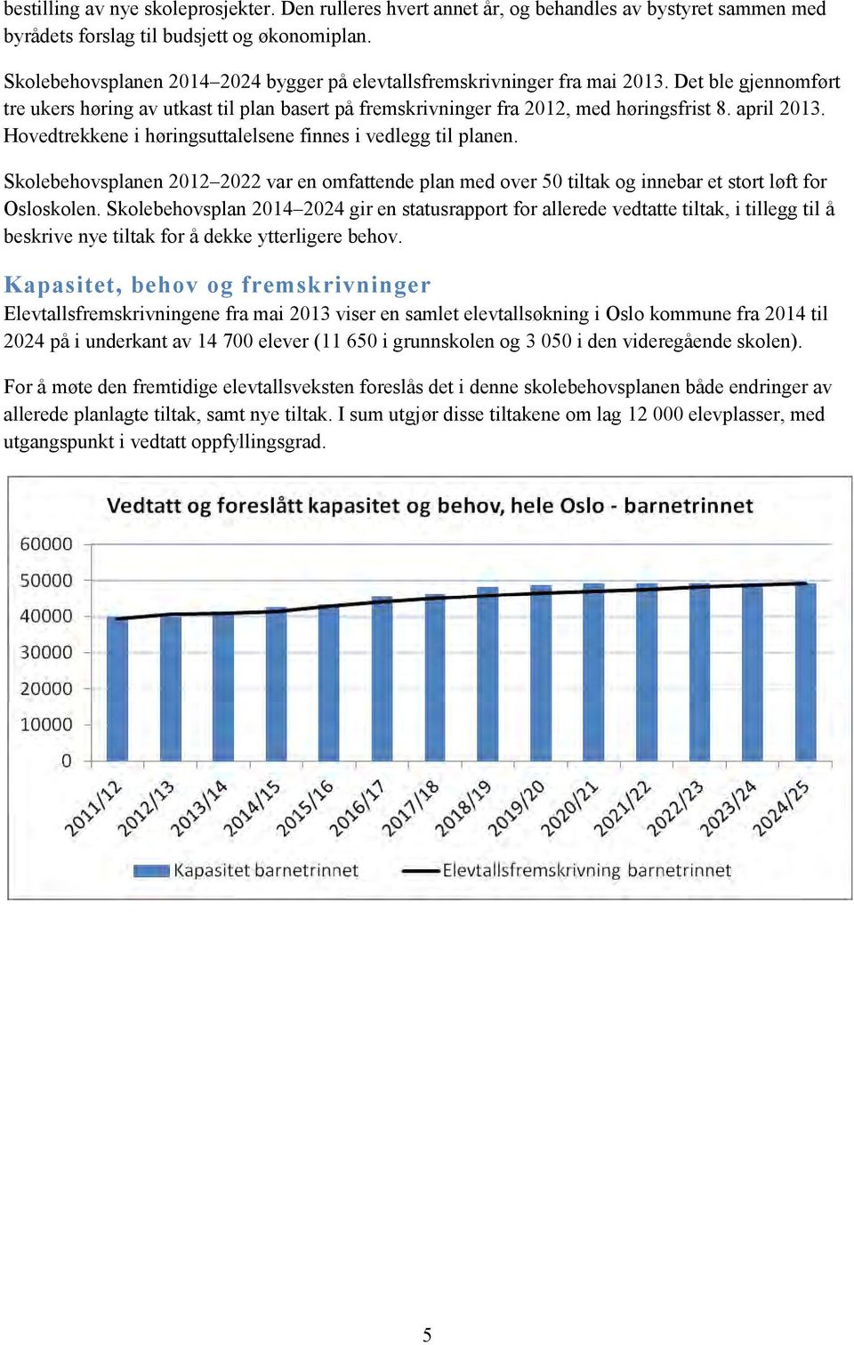 Hovedtrekkene i høringsuttalelsene finnes i vedlegg til planen. Skolebehovsplanen 2012 2022 var en omfattende plan med over 50 tiltak og innebar et stort løft for Osloskolen.