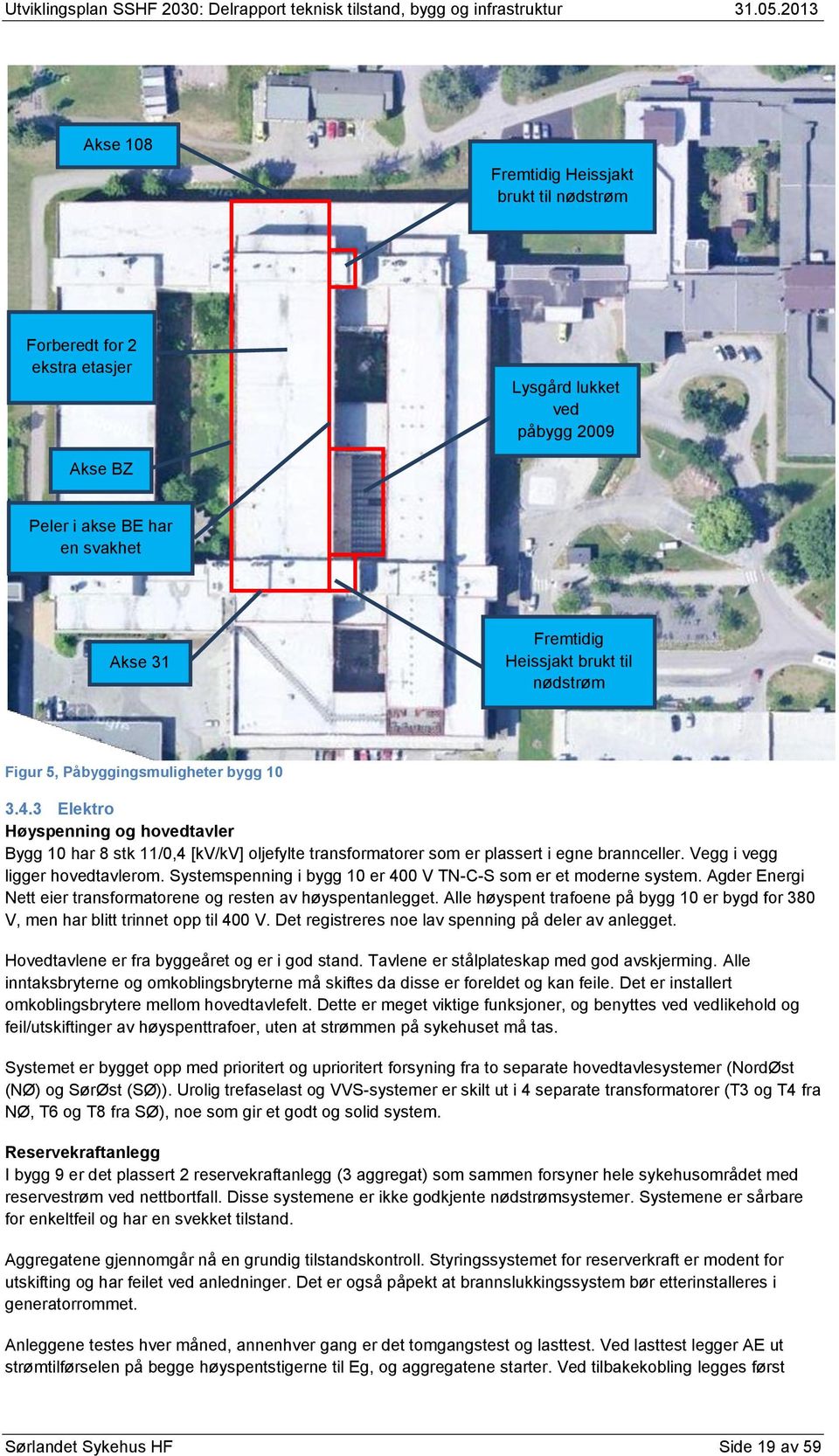 Vegg i vegg ligger hovedtavlerom. Systemspenning i bygg 10 er 400 V TN-C-S som er et moderne system. Agder Energi Nett eier transformatorene og resten av høyspentanlegget.