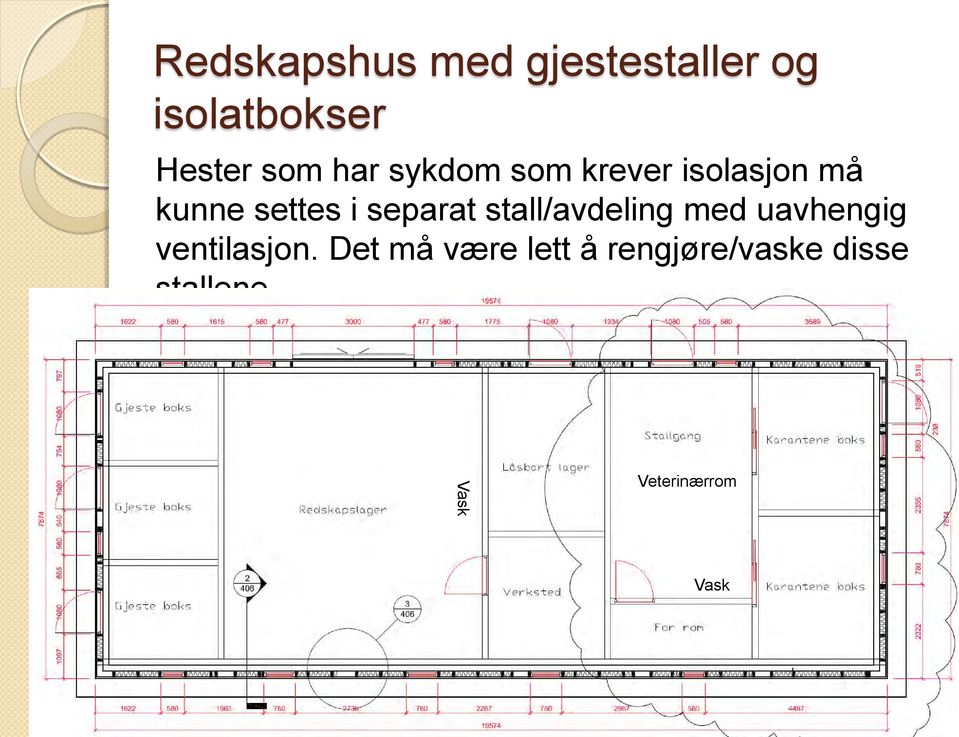 separat stall/avdeling med uavhengig ventilasjon.