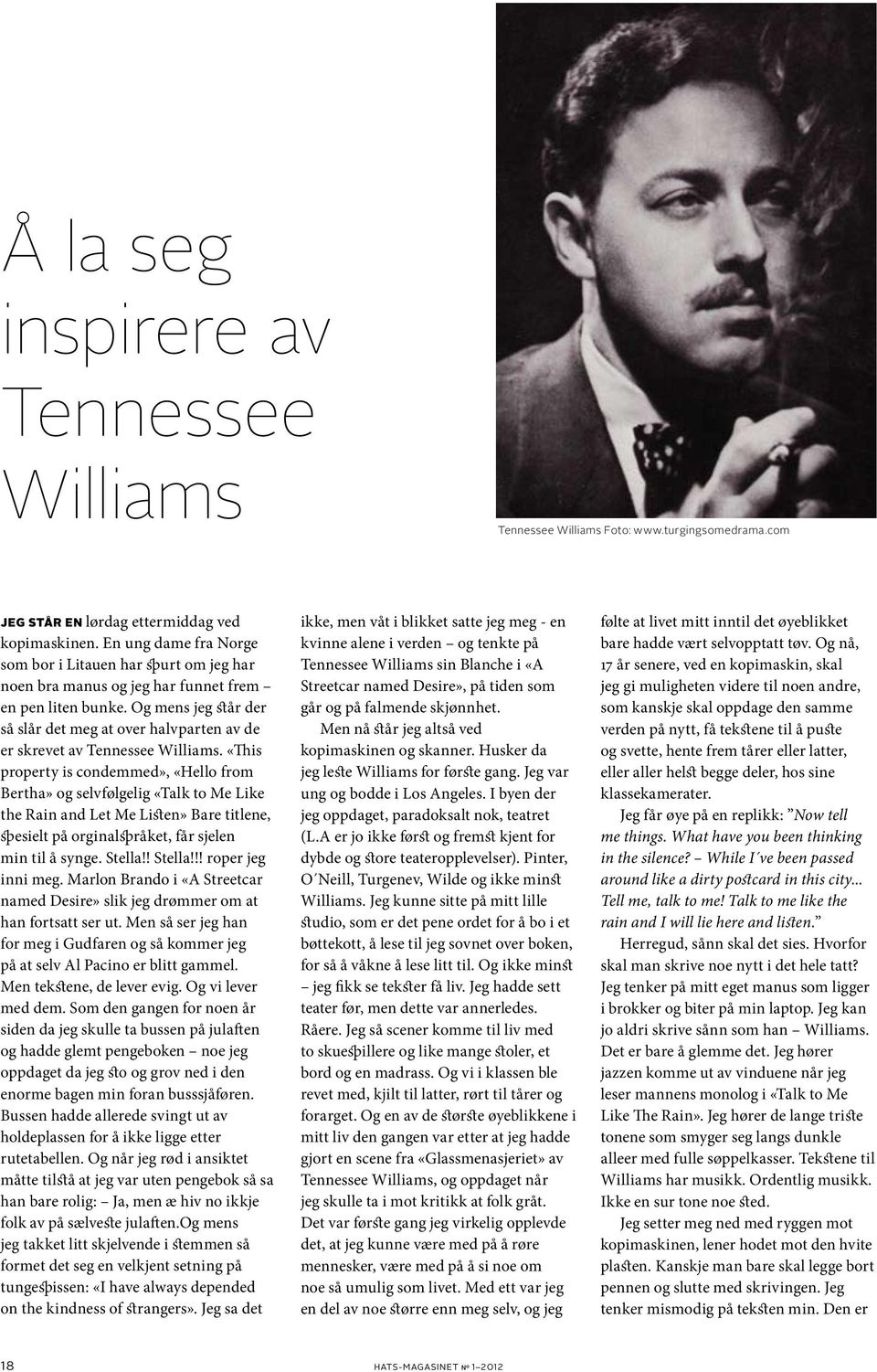 Og mens jeg står der så slår det meg at over halvparten av de er skrevet av Tennessee Williams.