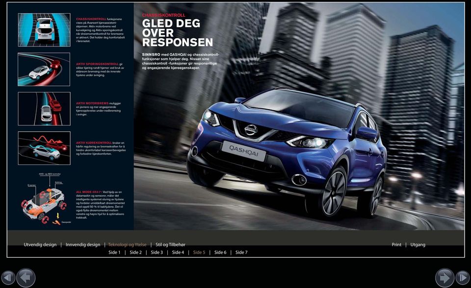 SINNSRO med QASHQAI og chassiskontrollfunksjoner som hjelper deg. Nissan sine chassiskontroll -funksjoner gir responsvillige og engasjerende kjøreegenskaper.