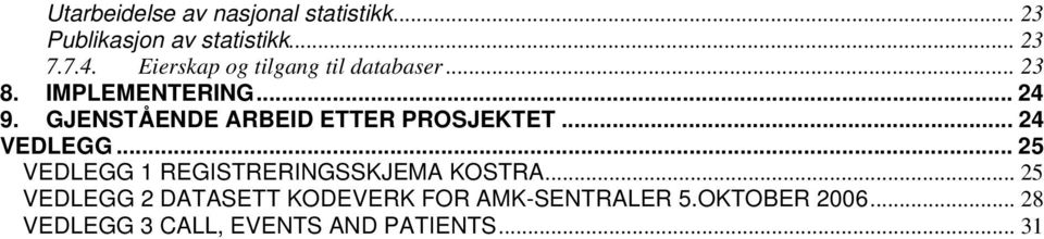 GJENSTÅENDE ARBEID ETTER PROSJEKTET... 24 VEDLEGG.