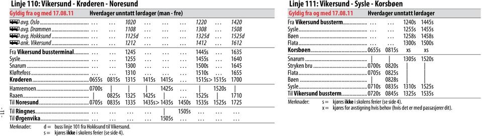 ........ 1455s... 1640 Snarum......... 1300......... 1500s... 1645 Kløftefoss......... 1310......... 1510s... 1655 Krøderen... 0655s 0815s 1315 1415s 1415s... 1515s> 1515s 1700 Hamremoen... 0700s 1425s.