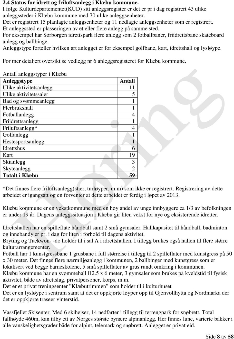 Det er registrert 15 planlagte anleggsenheter og 11 nedlagte anleggsenheter som er registrert. Et anleggssted er plasseringen av et eller flere anlegg på samme sted.