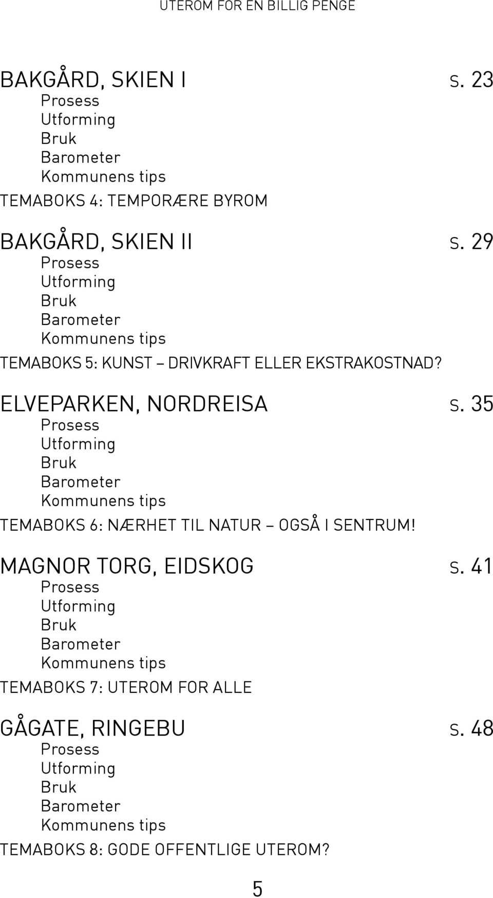 35 Prosess Utforming Bruk Barometer Kommunens tips Temaboks 6: Nærhet til natur også i sentrum! MAGNOR TORG, EIDSKOG S.