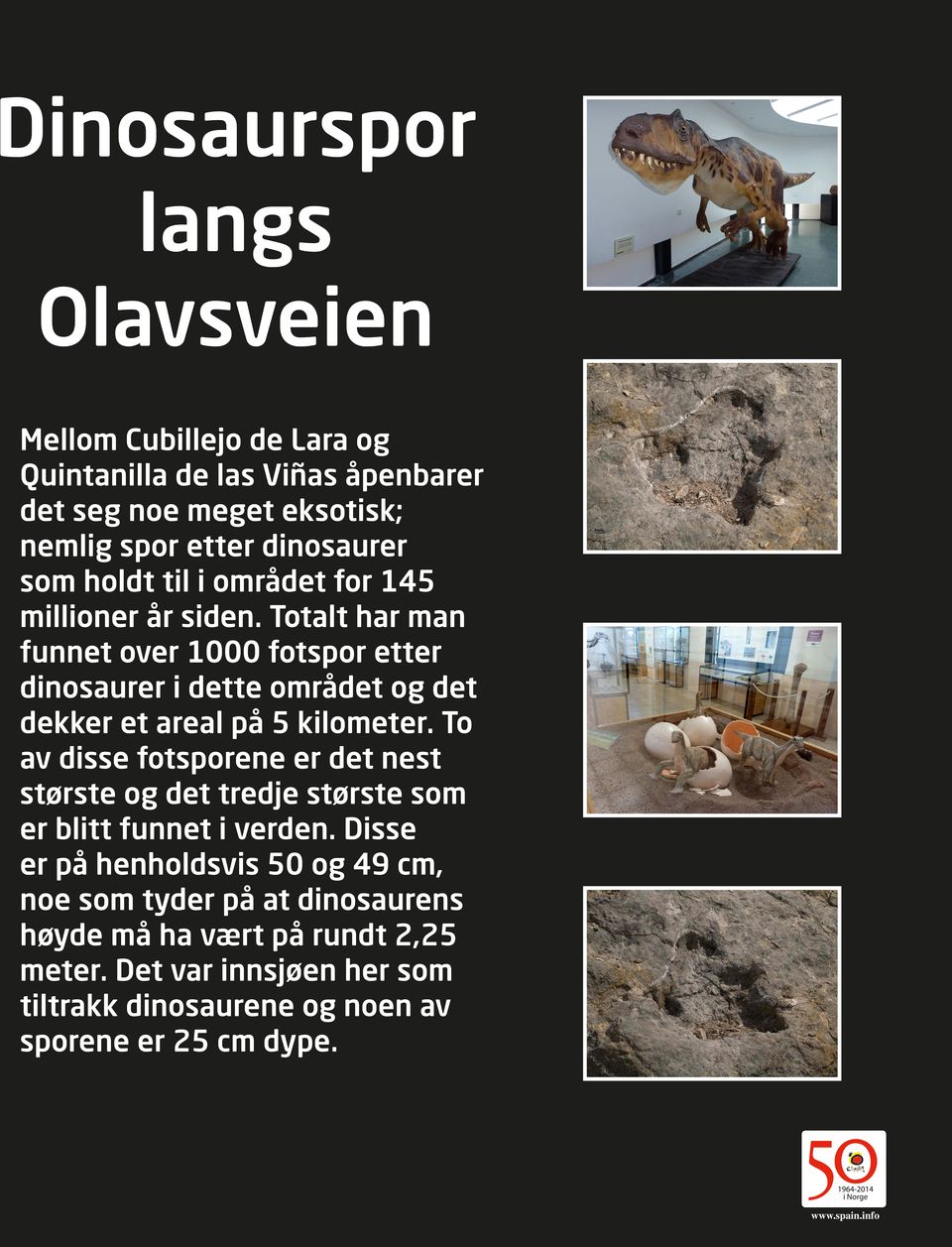 Totalt har man funnet over 1000 fotspor etter dinosaurer i dette området og det dekker et areal på 5 kilometer.