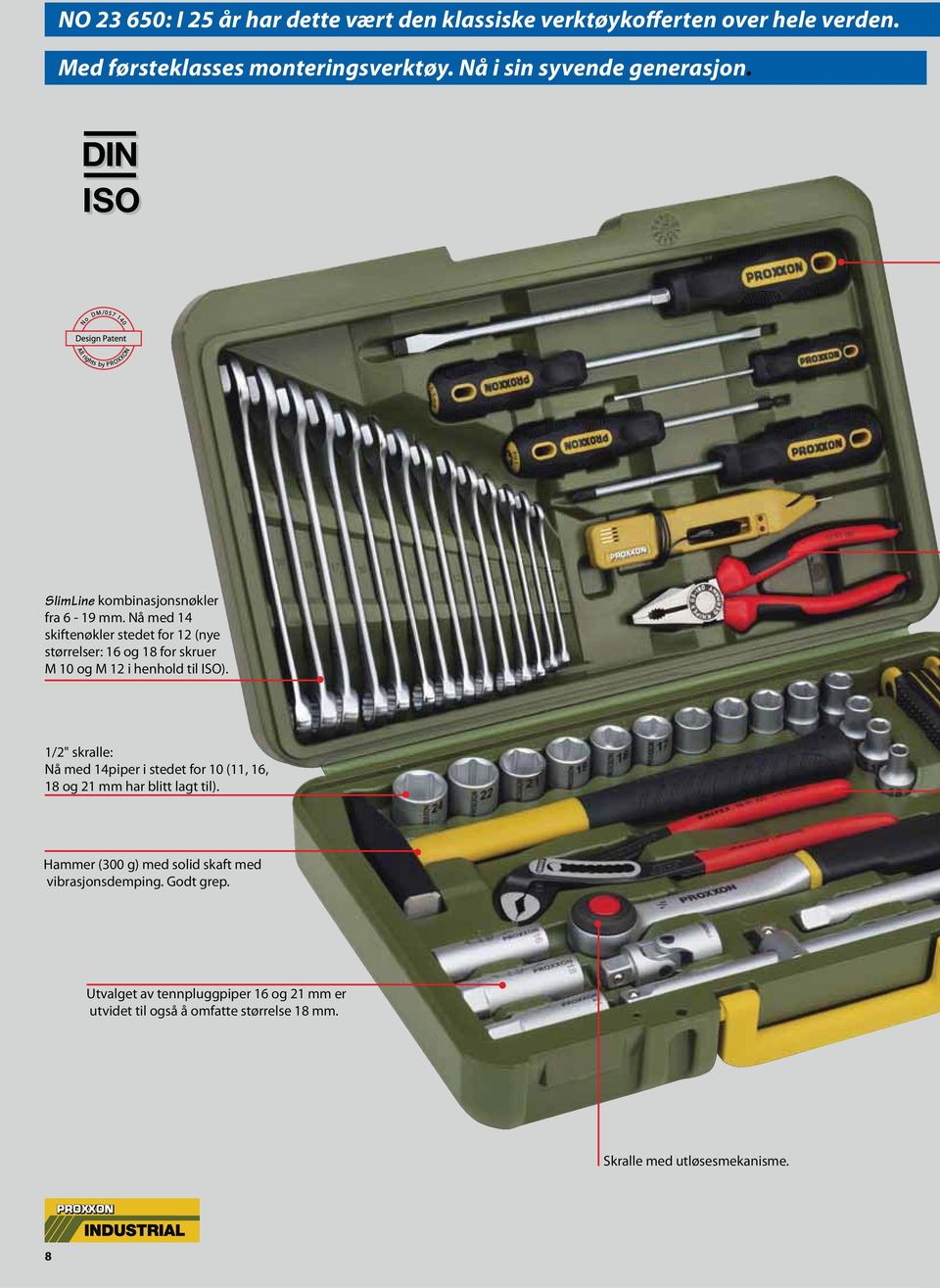 Nå med 14 skiftenøkler stedet for 12 (nye størrelser: 16 og 18 for skruer M 10 og M 12 i henhold til ISO).