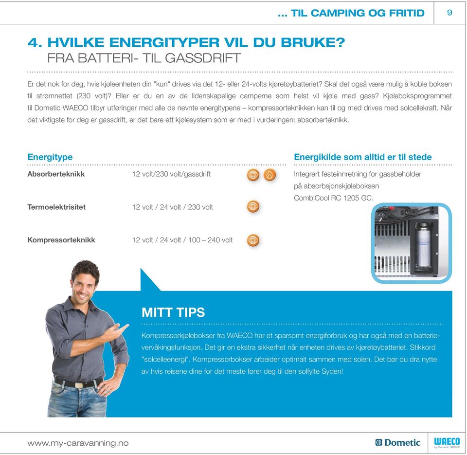 Kjøleboksprogrammet til Dometic tilbyr utføringer med alle de nevnte energitypene kompressorteknikken kan til og med drives med solcellekraft.