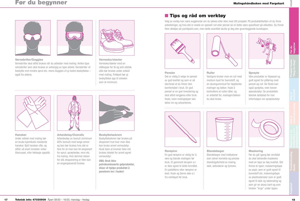 com, men dette avsnittet skulle gi deg den grunnleggende kunskapen. Før du begynner Vernebriller/Goggles Vernebriller skal alltid brukes når du arbeider med maling.
