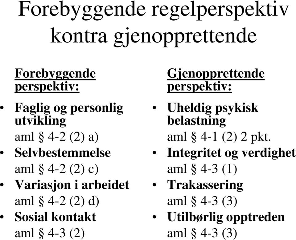 (2) d) Sosial kontakt aml 4-3 (2) Gjenopprettende perspektiv: Uheldig psykisk belastning aml