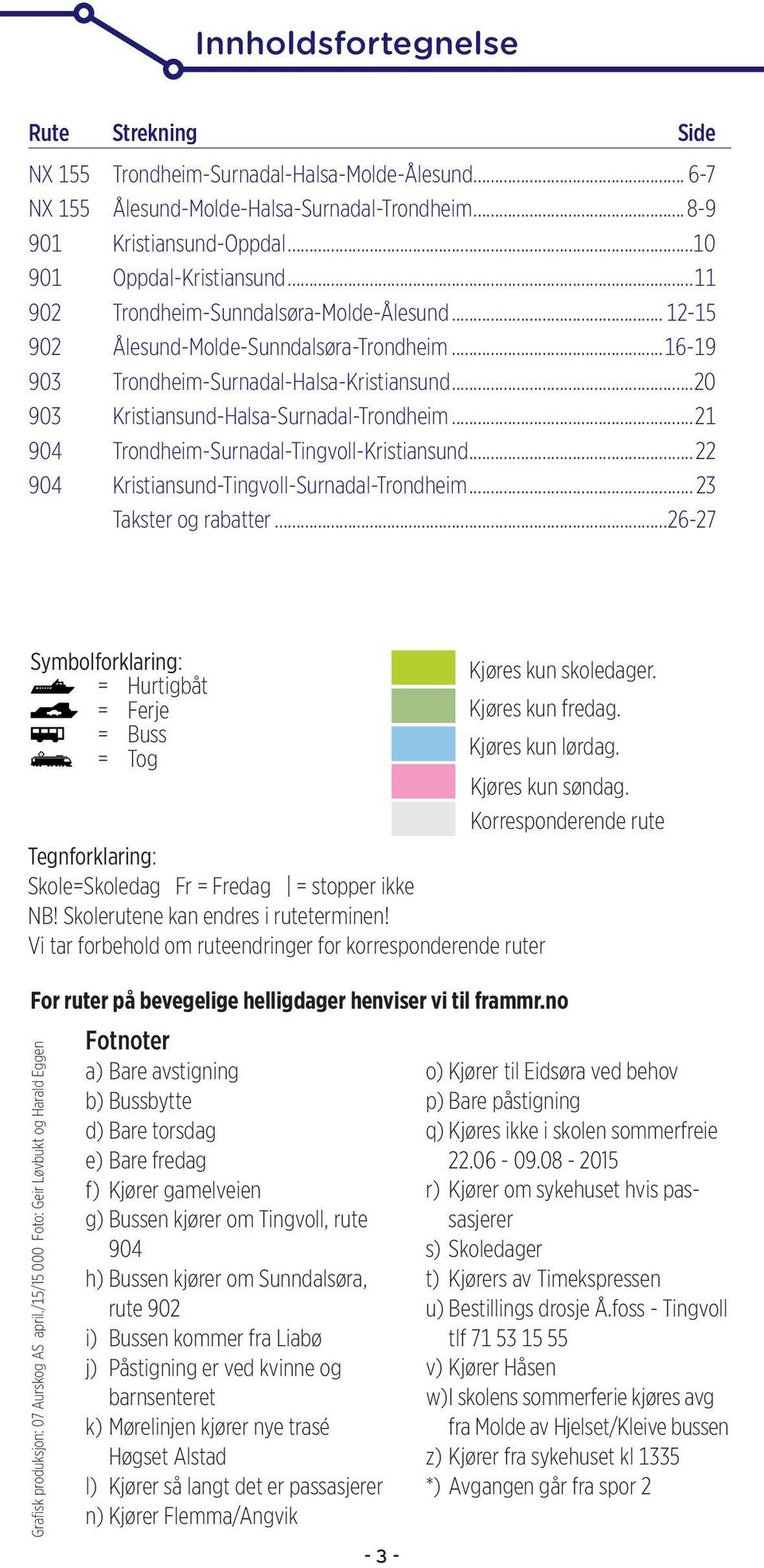 ..21 904 Trondheim-Surnadal-Tingvoll-Kristiansund...22 904 Kristiansund-Tingvoll-Surnadal-Trondheim... 23 Takster og rabatter.