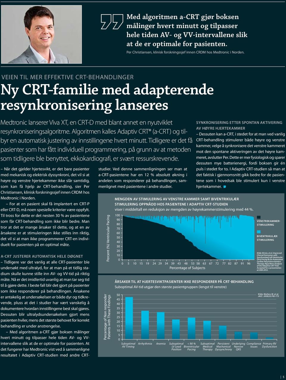 Veien til mer effektive CRT-behandlinger Ny CRT-familie med adapterende resynkronisering lanseres Medtronic lanserer Viva XT, en CRT-D med blant annet en nyutviklet resynkroniseringsalgoritme.