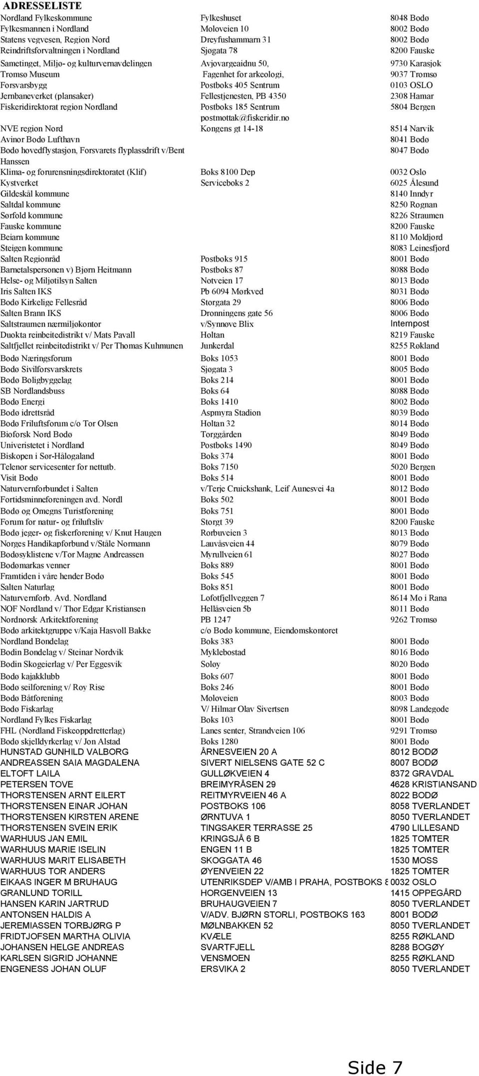 Jernbaneverket (plansaker) Fellestjenesten, PB 4350 2308 Hamar Fiskeridirektorat region Nordland Postboks 185 Sentrum 5804 Bergen postmottak@fiskeridir.