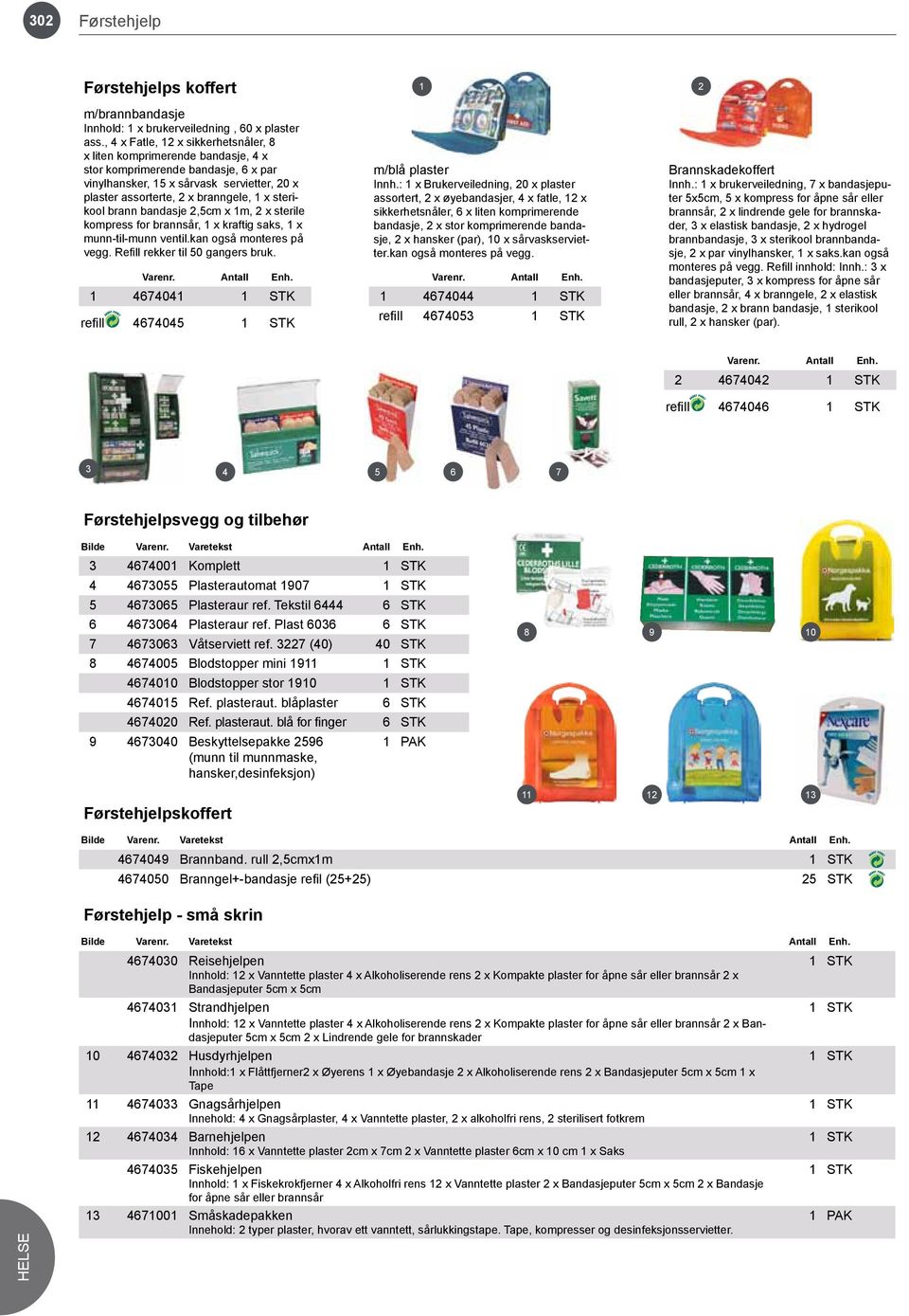 brann bandasje 2,cm x 1m, 2 x sterile kompress for brannsår, 1 x kraftig saks, 1 x munn-til-munn ventil.kan også monteres på vegg. Refill rekker til 0 gangers bruk. Varenr. Antall Enh.