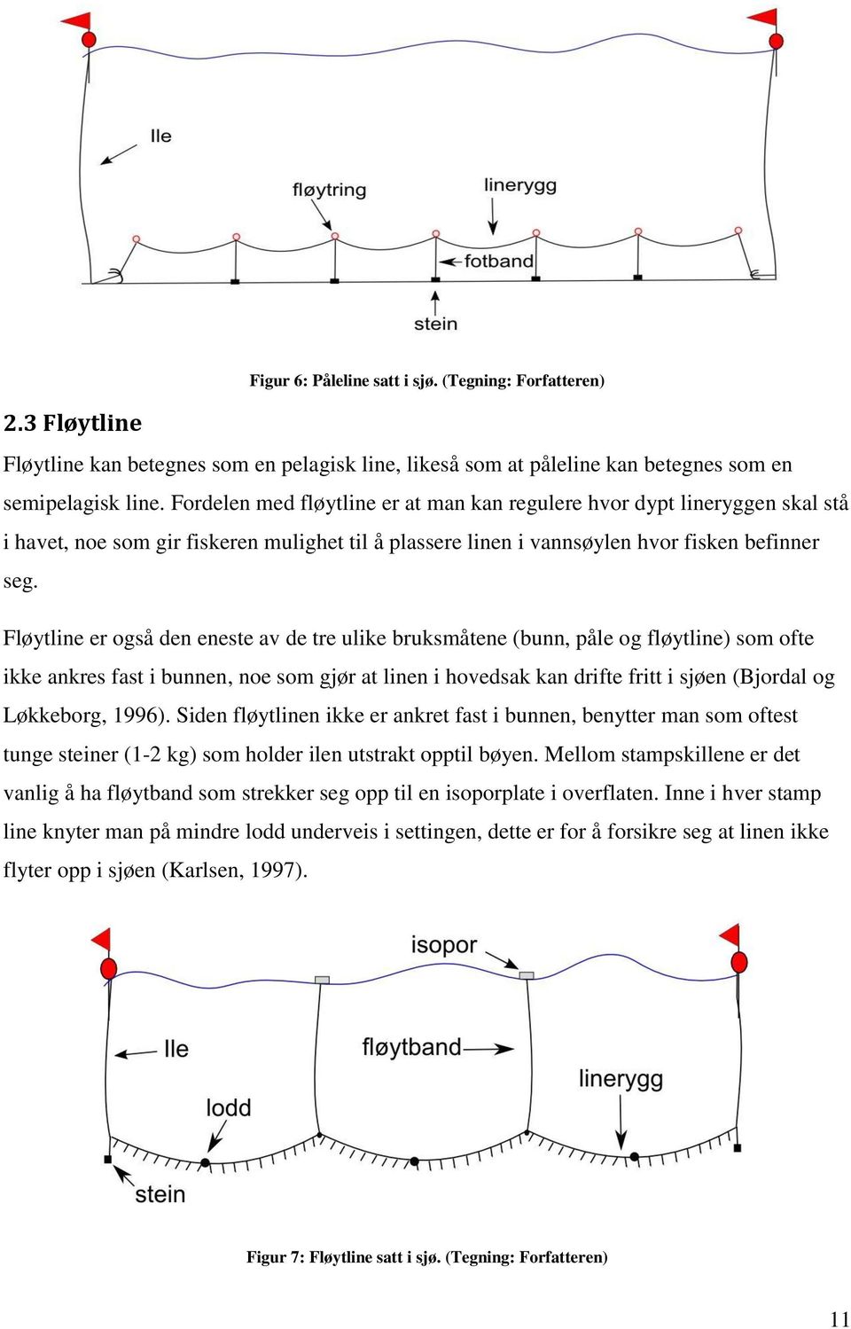 Fløytline er også den eneste av de tre ulike bruksmåtene (bunn, påle og fløytline) som ofte ikke ankres fast i bunnen, noe som gjør at linen i hovedsak kan drifte fritt i sjøen (Bjordal og Løkkeborg,