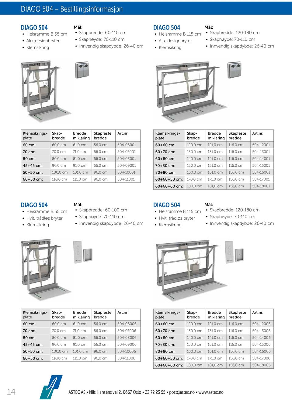 60 cm: 60,0 cm 61,0 cm 56,0 cm 504-06001 70 cm: 70,0 cm 71,0 cm 56,0 cm 504-07001 80 cm: 80,0 cm 81,0 cm 56,0 cm 504-08001 4545 cm: 90,0 cm 91,0 cm 56,0 cm 504-09001 5050 cm: 100,0 cm 101,0 cm 96,0