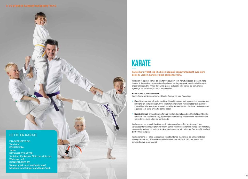 Det finnes flere ulike grener av karate, eller karate-do som er den egentlige benevnelsen (do betyr vei/metode).