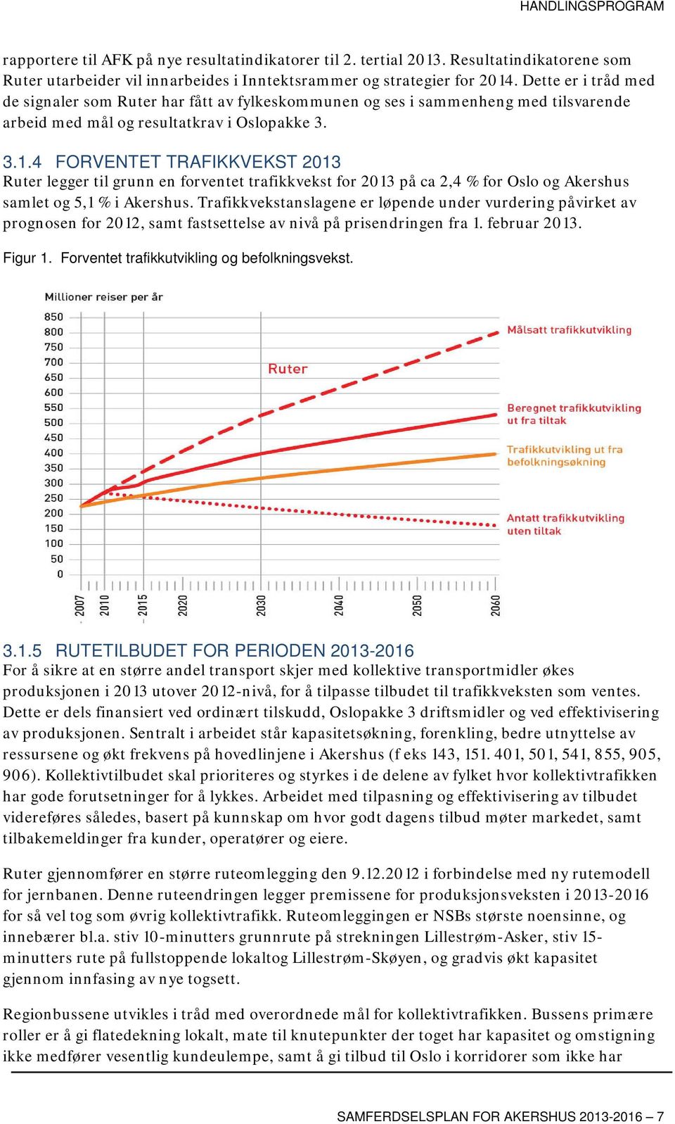 4 FORVENTET TRAFIKKVEKST 2013 Ruter legger til grunn en forventet trafikkvekst for 2013 på ca 2,4 % for Oslo og Akershus samlet og 5,1 % i Akershus.