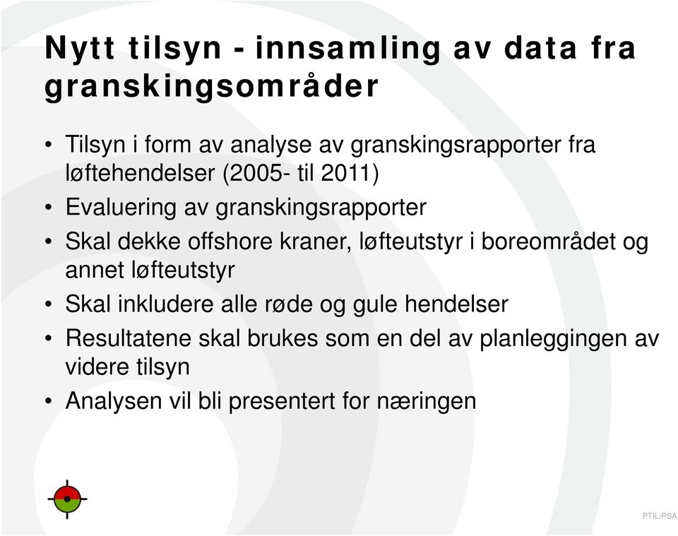 dekke offshore kraner, løfteutstyr i boreområdet og annet løfteutstyr Skal inkludere alle røde og