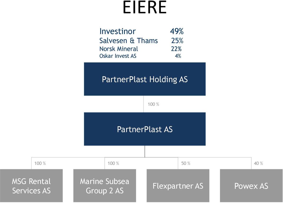 100 % PartnerPlast AS 100 % 100 % 50 % 40 % MSG Rental