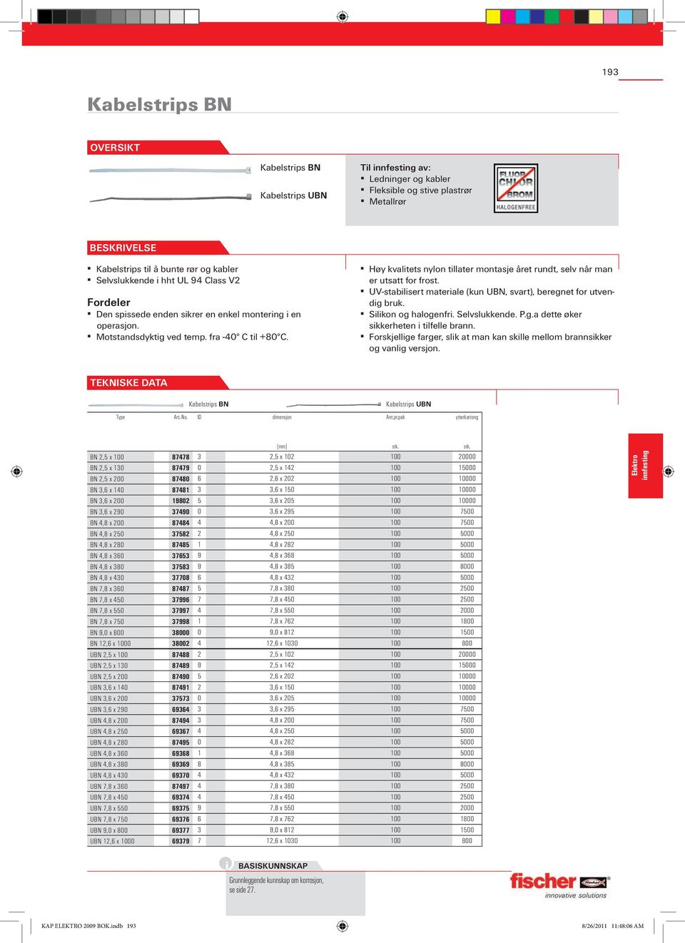 UV-stabilisert materiale (kun UBN, svart), beregnet for utvendig bruk. Silikon og halogenfri. Selvslukkende. P.g.a dette øker sikkerheten i tilfelle brann.