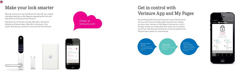 com Get in control with Verisure App and My Pages By connecting Yale Doorman SmartLock to your Yale Doorman lock you don t have to handle codes using the lock.