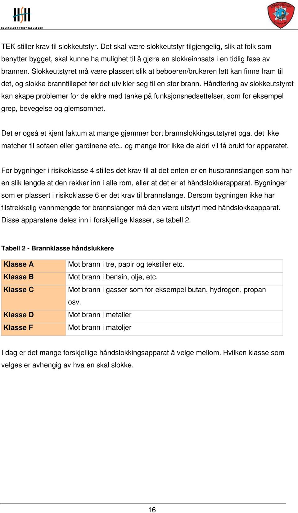 Håndtering av slokkeutstyret kan skape problemer for de eldre med tanke på funksjonsnedsettelser, som for eksempel grep, bevegelse og glemsomhet.