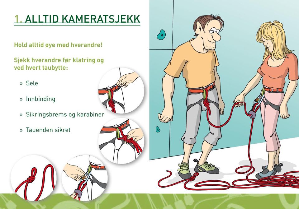 Sjekk hverandre før klatring og ved hvert