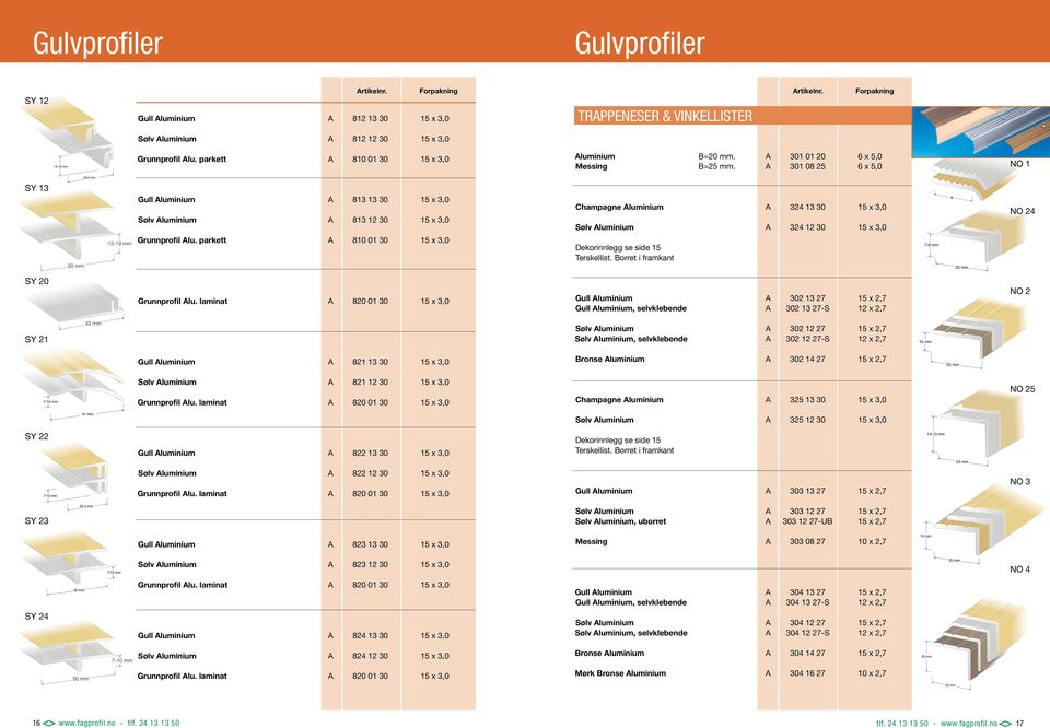 301 08 25 6 x 5,0 NO 1 29,5 mm SY 13 Gull luminium 813 13 30 15 x 3,0 Sølv luminium 813 12 30 15 x 3,0 Champagne luminium 324 13 30 15 x 3,0 Sølv luminium 324 12 30 15 x 3,0 B NO 24 50 50 mm 13-19 mm