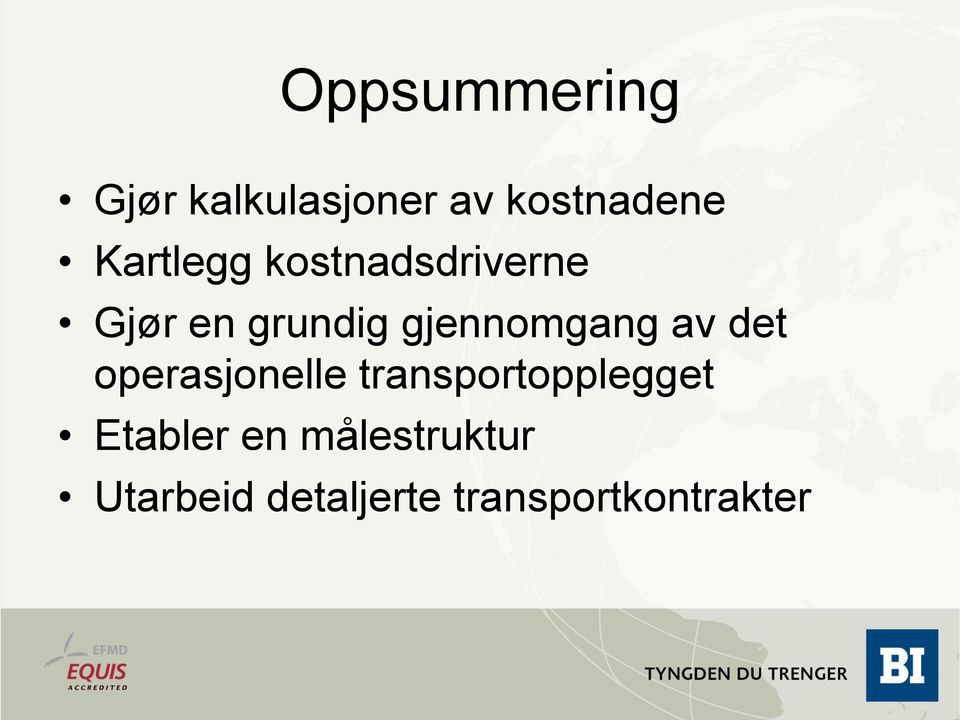 gjennomgang av det operasjonelle