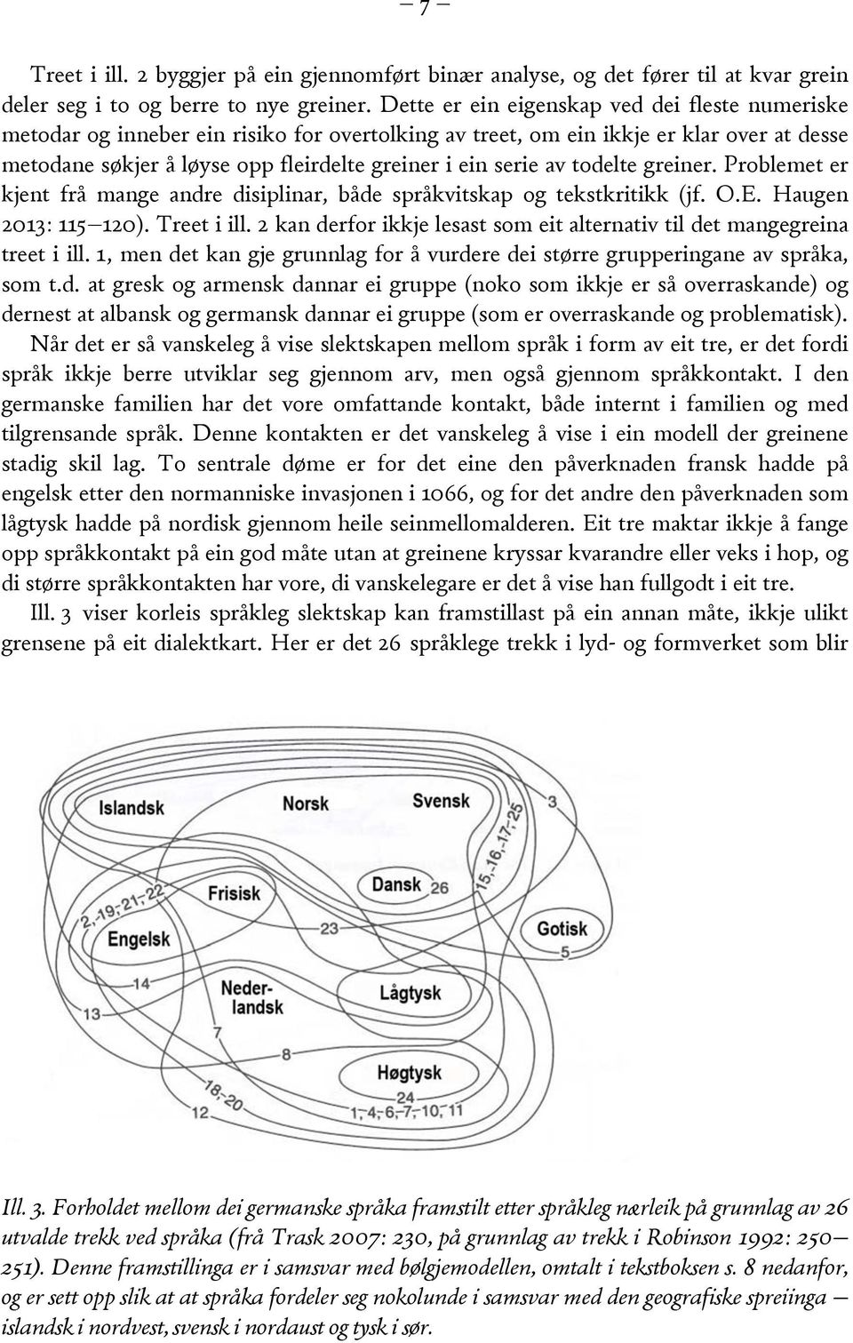 av todelte greiner. Problemet er kjent frå mange andre disiplinar, både språkvitskap og tekstkritikk (jf. O.E. Haugen 2013: 115 120). Treet i ill.