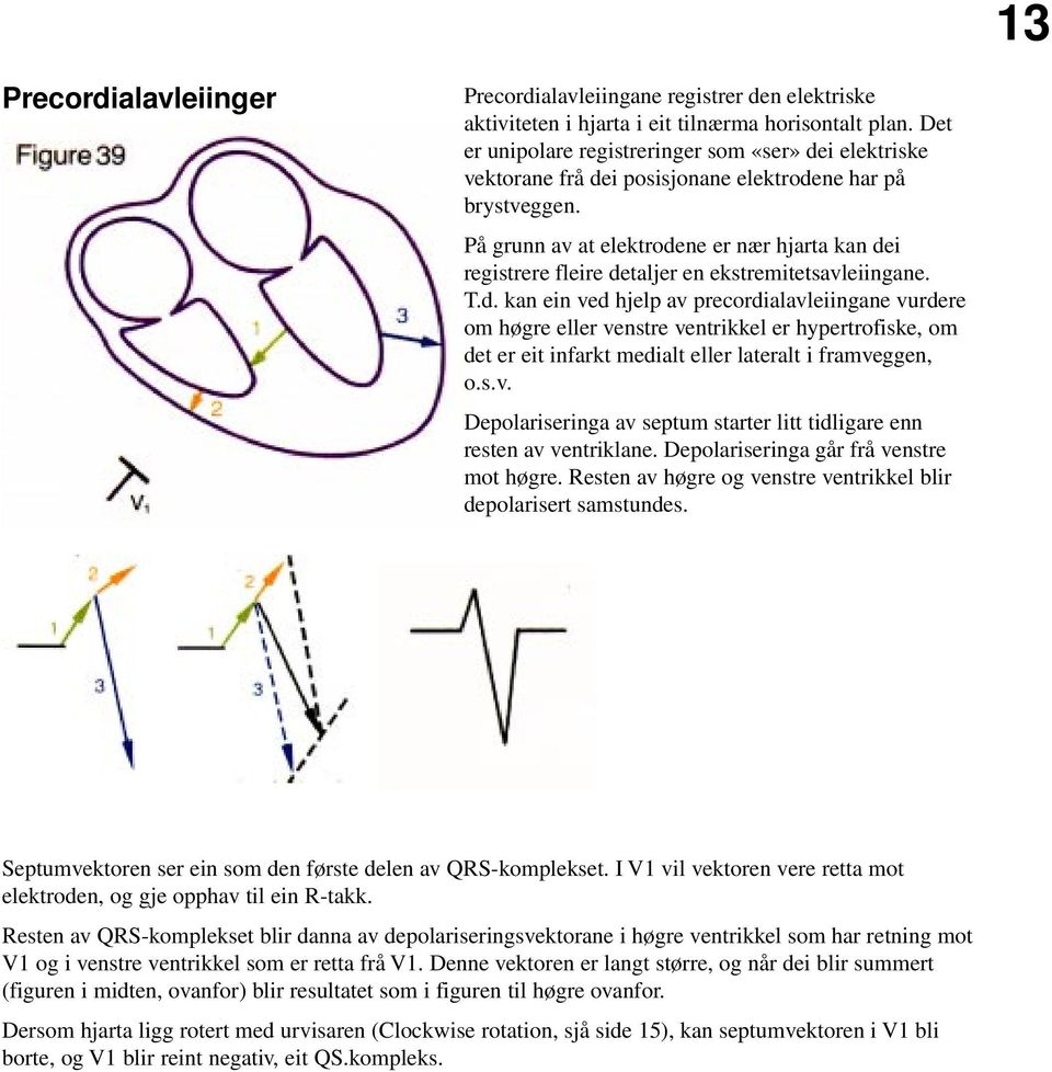 På grunn av at elektrodene er nær hjarta kan dei registrere fleire detaljer en ekstremitetsavleiingane. T.d. kan ein ved hjelp av precordialavleiingane vurdere om høgre eller venstre ventrikkel er hypertrofiske, om det er eit infarkt medialt eller lateralt i framveggen, o.