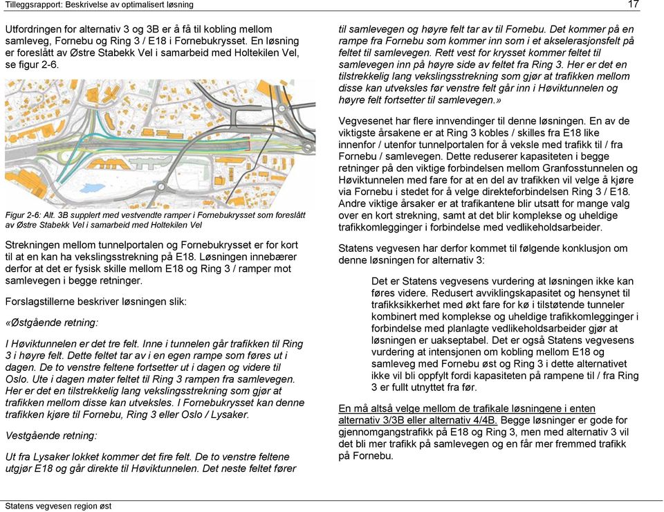 3B supplert med vestvendte ramper i Fornebukrysset som foreslått av Østre Stabekk Vel i samarbeid med Holtekilen Vel Strekningen mellom tunnelportalen og Fornebukrysset er for kort til at en kan ha