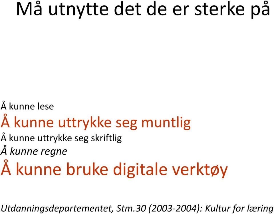 Å kunne regne Å kunne bruke digitale verktøy