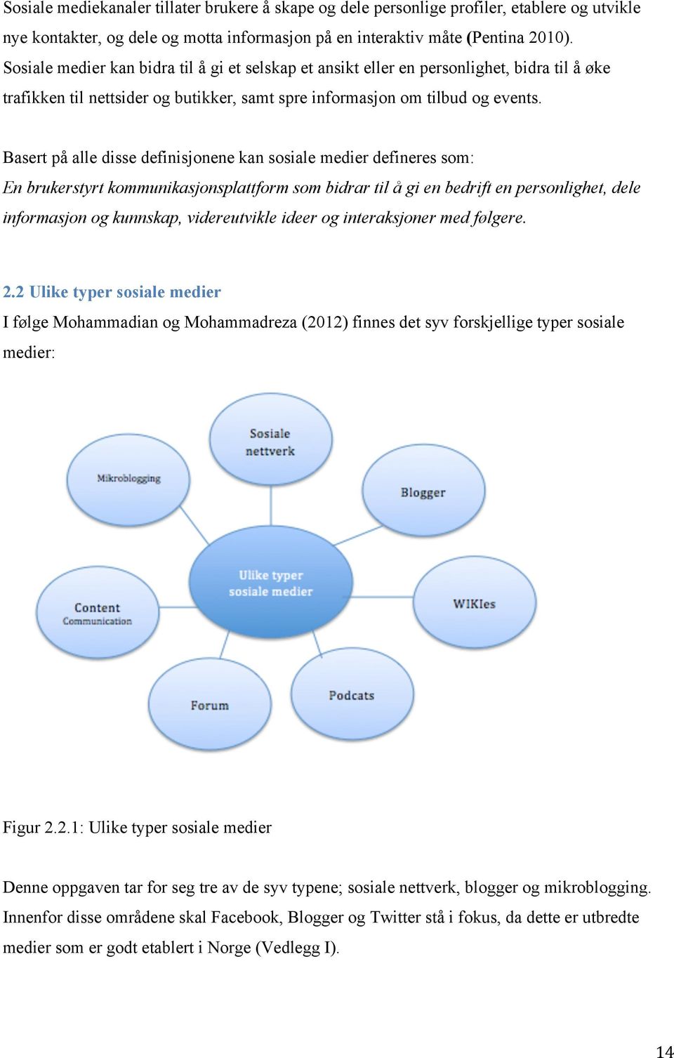 Basert på alle disse definisjonene kan sosiale medier defineres som: En brukerstyrt kommunikasjonsplattform som bidrar til å gi en bedrift en personlighet, dele informasjon og kunnskap, videreutvikle