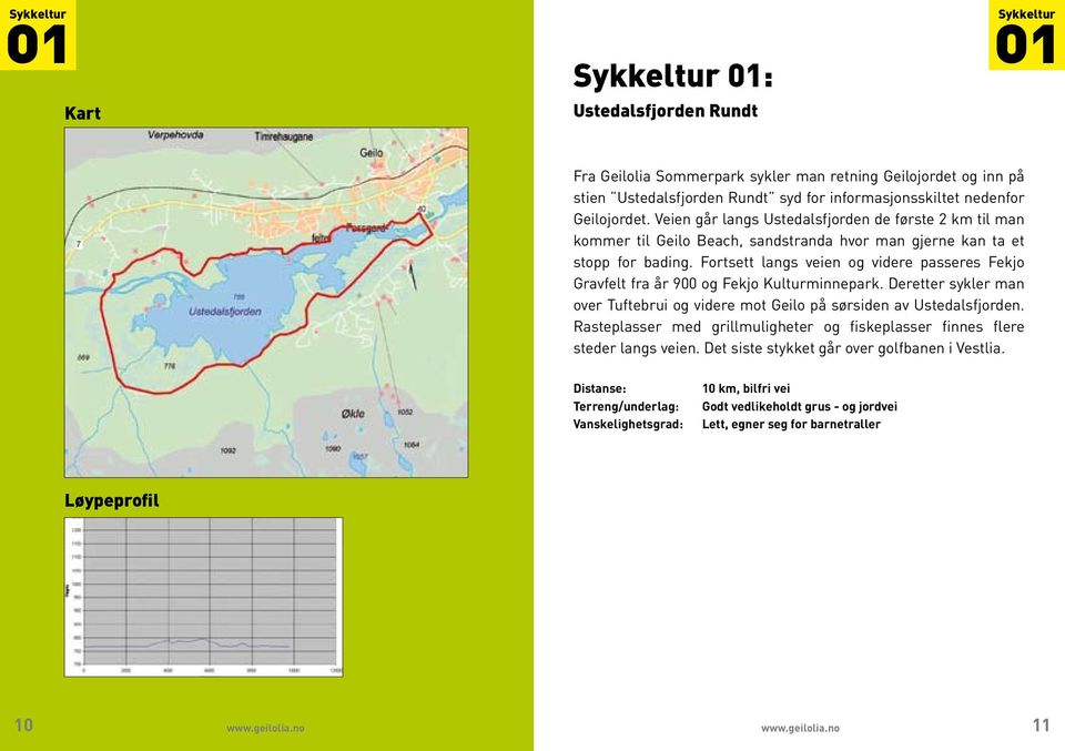 Fortsett langs veien og videre passeres Fekjo Gravfelt fra år 900 og Fekjo Kulturminnepark. Deretter sykler man over Tuftebrui og videre mot Geilo på sørsiden av Ustedalsfjorden.