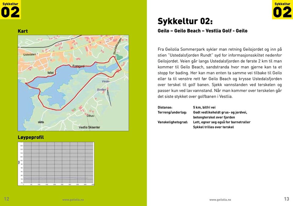 Her kan man enten ta samme vei tilbake til Geilo eller ta til venstre rett før Geilo Beach og krysse Ustedalsfjorden over terskel til golf banen.