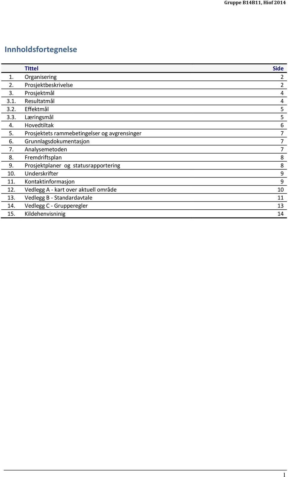 Analysemetoden 7 8. Fremdriftsplan 8 9. Prosjektplaner og statusrapportering 8 10. Underskrifter 9 11.