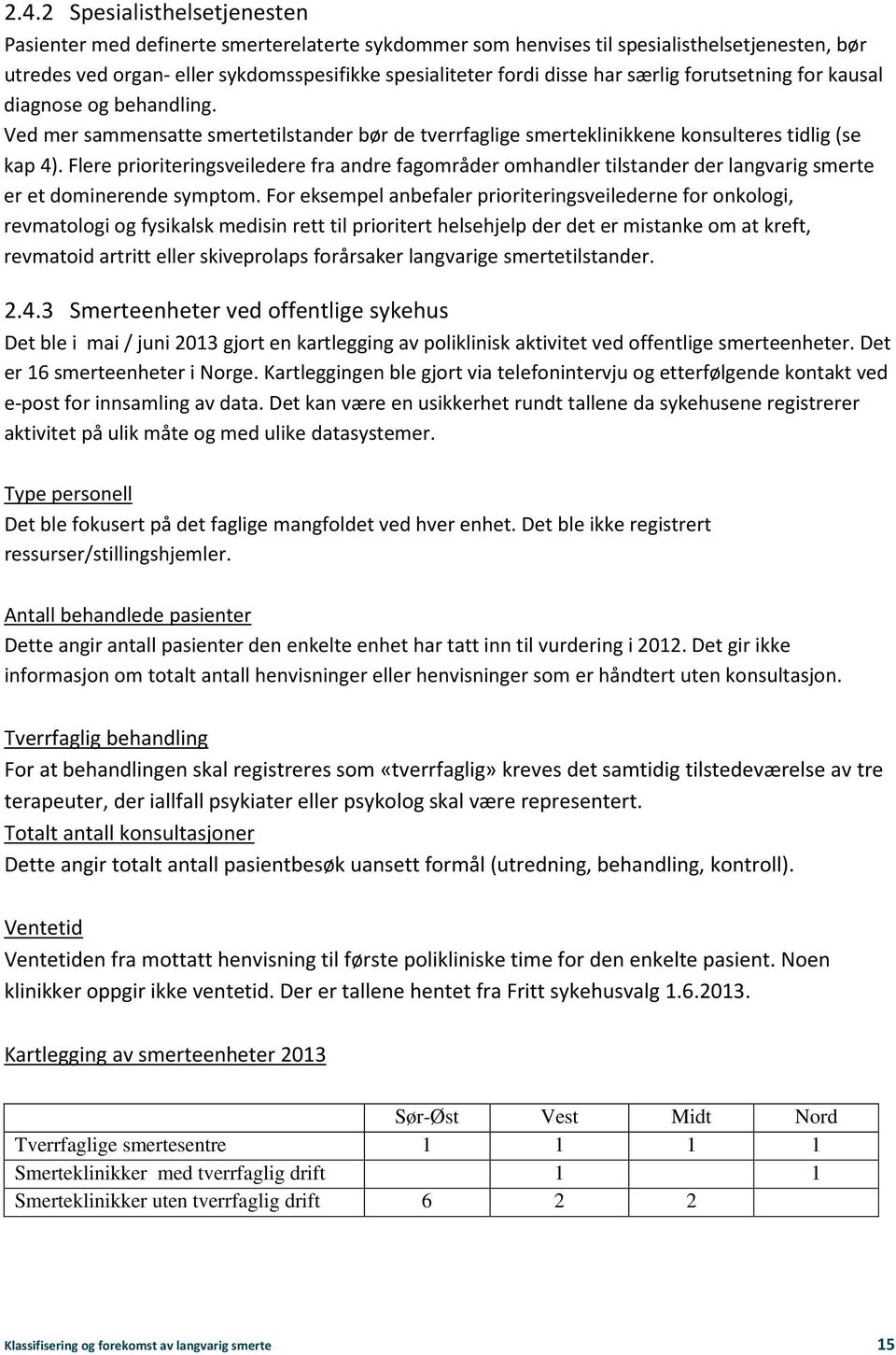 Flere prioriteringsveiledere fra andre fagområder omhandler tilstander der langvarig smerte er et dominerende symptom.