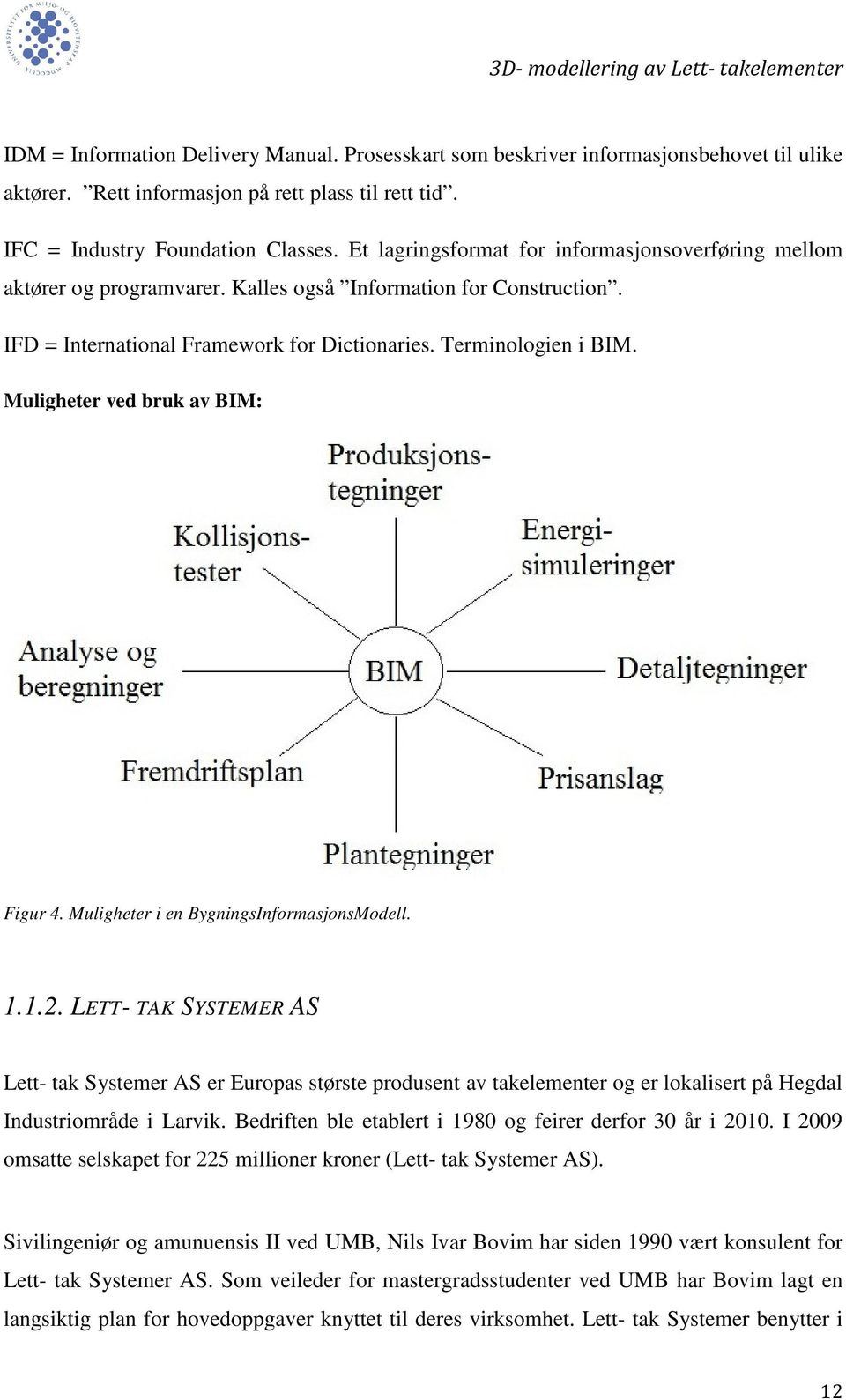 Muligheter ved bruk av BIM: Figur 4. Muligheter i en BygningsInformasjonsModell. 1.1.2.