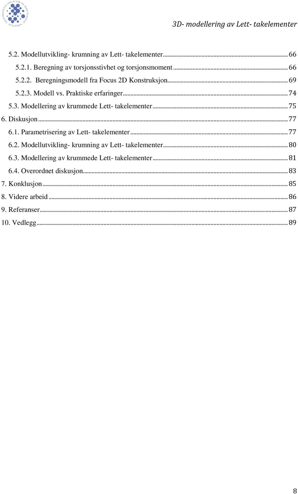 Parametrisering av Lett- takelementer... 77 6.2. Modellutvikling- krumning av Lett- takelementer... 80 6.3.