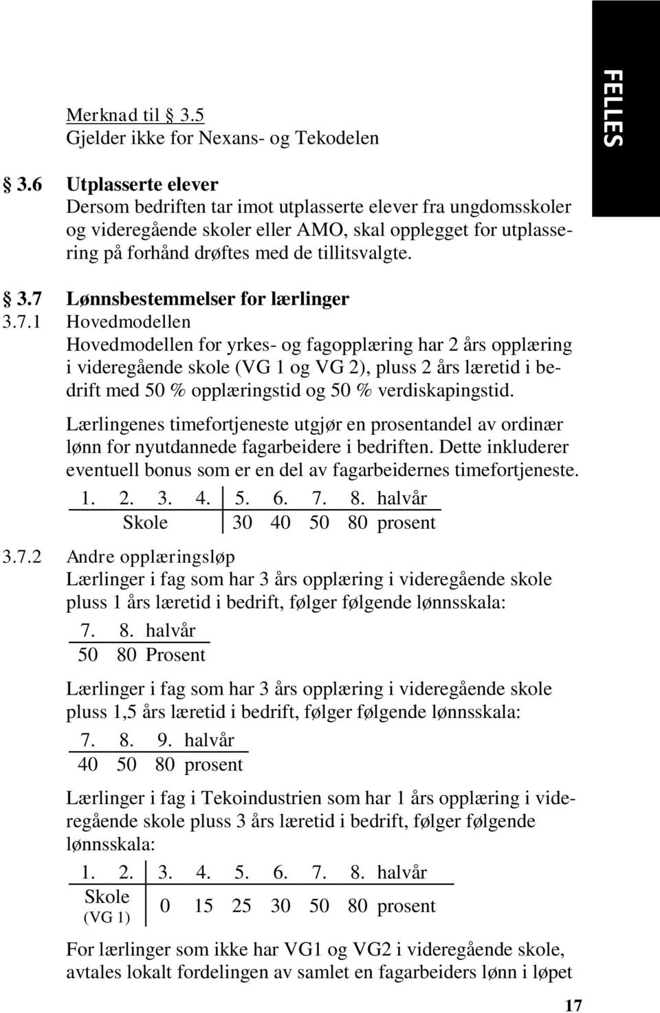 7 Lønnsbestemmelser for lærlinger 3.7.1 Hovedmodellen Hovedmodellen for yrkes- og fagopplæring har 2 års opplæring i videregående skole (VG 1 og VG 2), pluss 2 års læretid i bedrift med 50 % opplæringstid og 50 % verdiskapingstid.